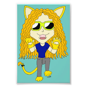 Chibi Catgirl met poten Foto Afdruk