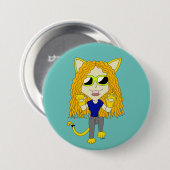 Chibi Catgirl met poten Ronde Button 7,6 Cm (Voorkant /achterkant)