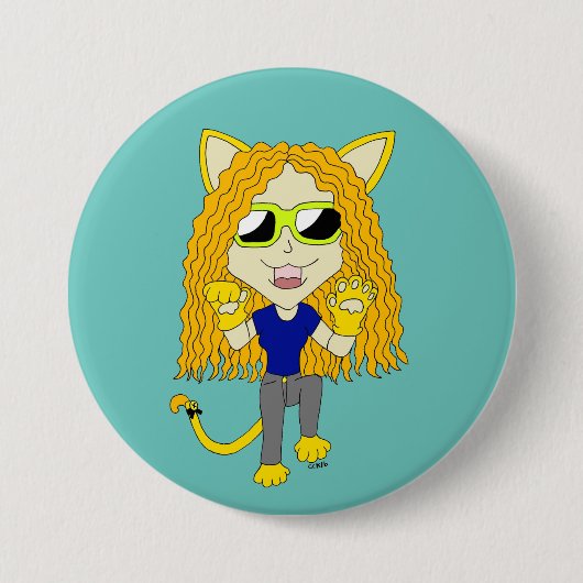 Chibi Catgirl met poten Ronde Button 7,6 Cm (Voorkant)