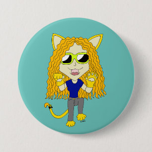 Chibi Catgirl met poten Ronde Button 7,6 Cm