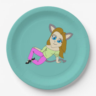 chibi catgirl papieren bordje