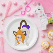 chibi catgirl papieren bordje (Feest)