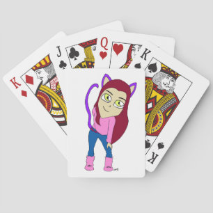 chibi catgirl pokerkaarten