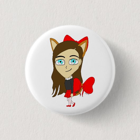 chibi catgirl ronde button 3,2 cm (Voorkant)