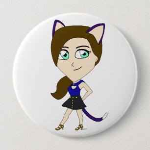 chibi catgirl  ronde button 4,0 cm