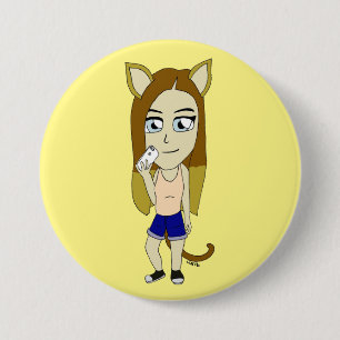 Chibi Catgirl Ronde Button 7,6 Cm