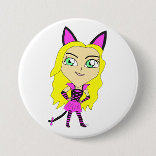 chibi catgirl ronde button 7,6 cm