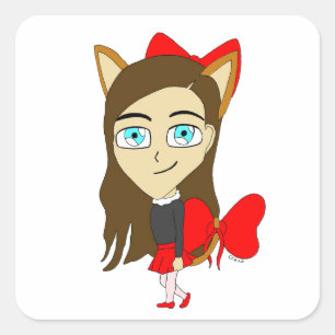 chibi catgirl vierkante sticker