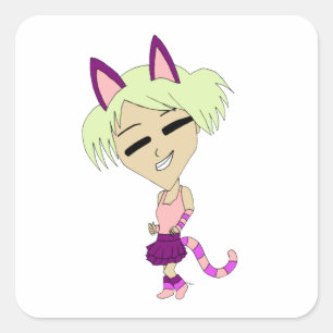 chibi catgirl vierkante sticker