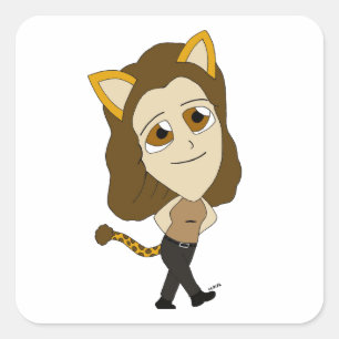 chibi catgirl vierkante sticker