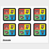 Chibi Catoman Character Poses Vierkante Sticker (Vel)