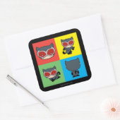Chibi Catoman Character Poses Vierkante Sticker (Envelop)