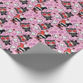 Chibi Catwoman, Harley Quinn, en Kittens Pattern Cadeaupapier (Hoek)