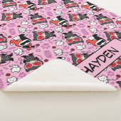 Chibi Catwoman, Harley Quinn, en Kittens Pattern Sherpa Deken (3/4)