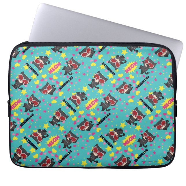 Chibi Catwoman Pattern Laptop Sleeve (Voorkant)