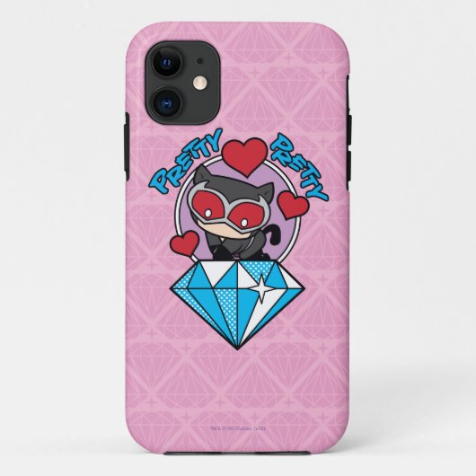 Chibi Catwoman Sitting Atop Large Diamond Case-Mate iPhone Case (Achterkant)