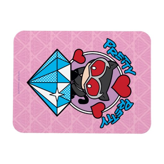 Chibi Catwoman Sitting Atop Large Diamond Magneet (Horizontaal)