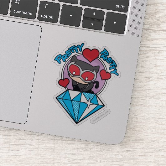 Chibi Catwoman Sitting Atop Large Diamond Sticker (Detail)