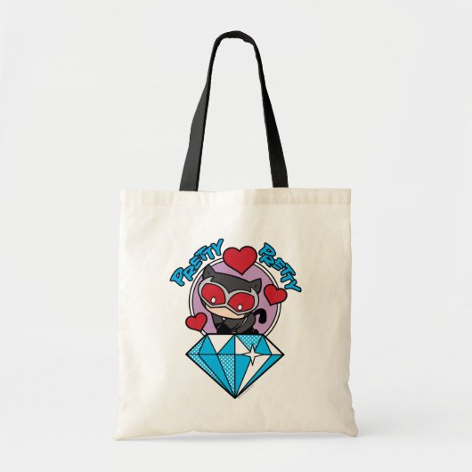 Chibi Catwoman Sitting Atop Large Diamond Tote Bag (Voorkant)