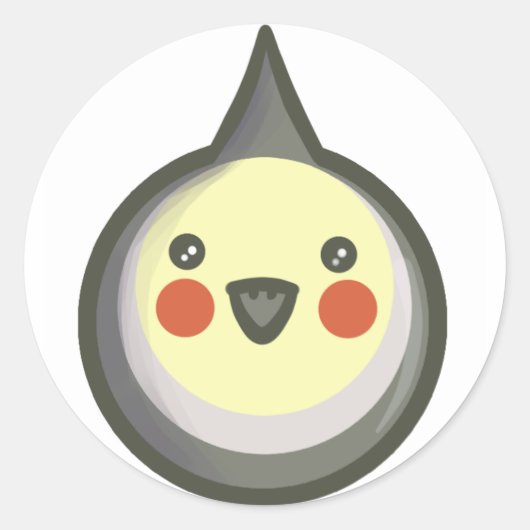 Chibi Cockatiel Ronde Sticker (Voorkant)