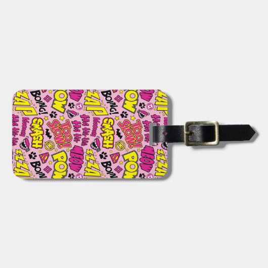 Chibi Comic Phrases en Logos Pattern Bagagelabel (Voorkant horizontaal)