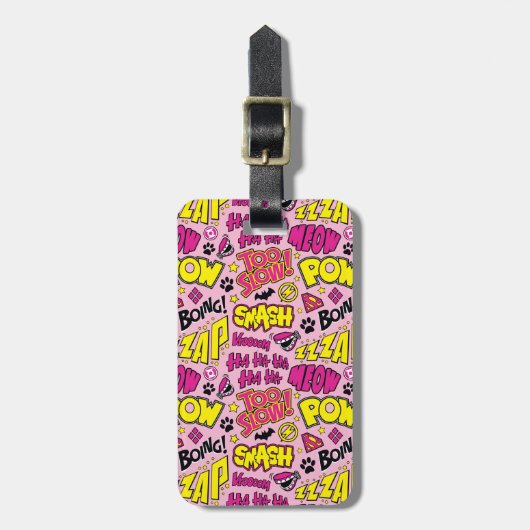 Chibi Comic Phrases en Logos Pattern Bagagelabel (Voorkant verticaal)