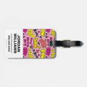 Chibi Comic Phrases en Logos Pattern Bagagelabel (Achterkant horizontaal)