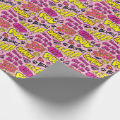 Chibi Comic Phrases en Logos Pattern Cadeaupapier (Hoek)