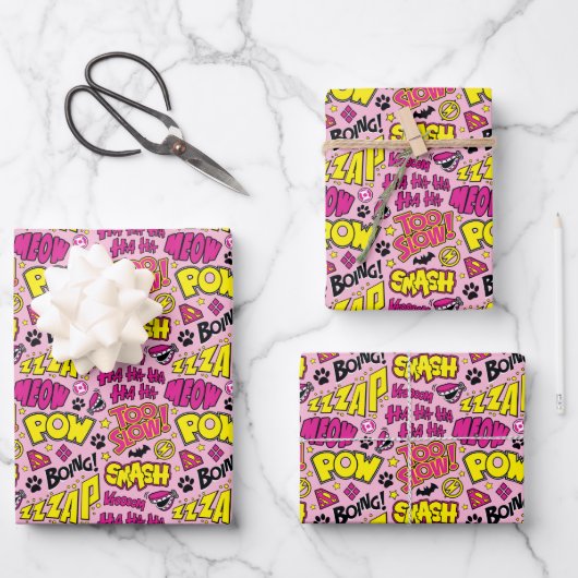 Chibi Comic Phrases en Logos Pattern Inpakpapier Vel (Voorkant)