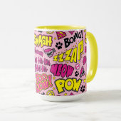 Chibi Comic Phrases en Logos Pattern Mok (Voorkant rechts)