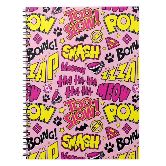 Chibi Comic Phrases en Logos Pattern Notitieboek (Voorkant)