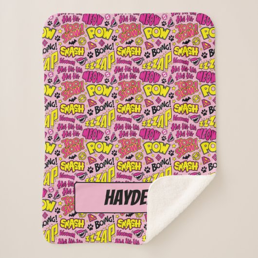 Chibi Comic Phrases en Logos Pattern Sherpa Deken (Voorkant)