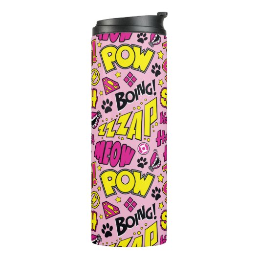 Chibi Comic Phrases en Logos Pattern Thermosbeker (Gedraaid links)