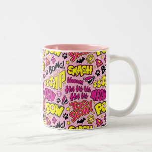 Chibi Comic Phrases en Logos Pattern Tweekleurige Koffiemok