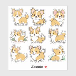 Chibi Cute Baby Corgi Dog Stickers