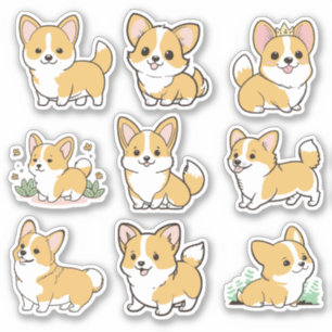 Chibi Cute Baby Corgi Dog Stickers