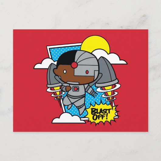 Chibi Cyborg Blast Off Briefkaart (Voorkant)
