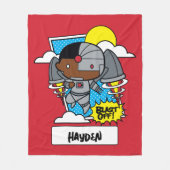 Chibi Cyborg Blast Off Fleece Deken (Voorkant)