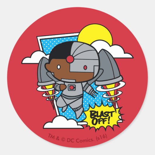 Chibi Cyborg Blast Off Ronde Sticker (Voorkant)