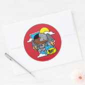 Chibi Cyborg Blast Off Ronde Sticker (Envelop)