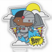 Chibi Cyborg Blast Off Sticker (Voorkant)
