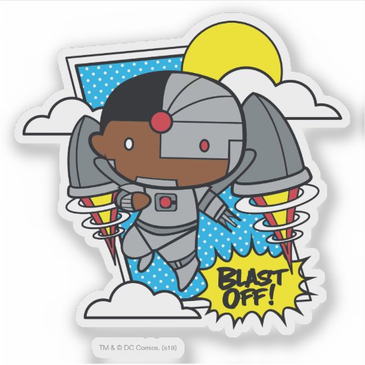 Chibi Cyborg Blast Off Sticker (Voorkant)