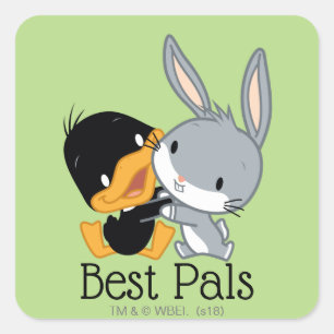 Chibi DAFFY DUCK™ EN BUGS BUNNY™ Vierkante Sticker