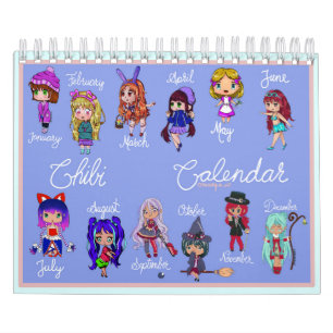 Chibi Deux Page Petit Calendrier, Calendrier Blanc