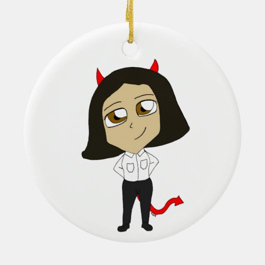 chibi-duivel keramisch ornament (Achterkant)