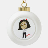 chibi-duivel keramische bal ornament (Voorkant)