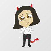 chibi-duivel raamsticker (Vel)