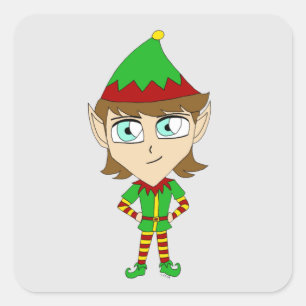 chibi elf vierkante sticker