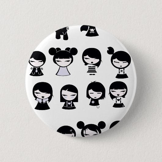 Chibi Emo Gothic Ronde Button 5,7 Cm (Voorkant)