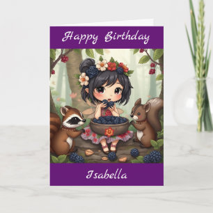 Chibi Fairy Birthday   Kleurplaat Kaart